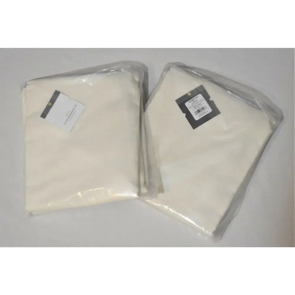 Threshold Set of 2 Cotton Curtain Panels 54x84 Shell Off-White Grommet Top NEW